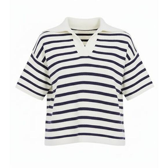 TUCKERNUCK Ivory and Navy Stripe Claire Sweater Size XL NWT - Picture 6 of 6